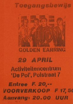 Golden Earring show ticket April 29, 1988 Aalten - De Pol